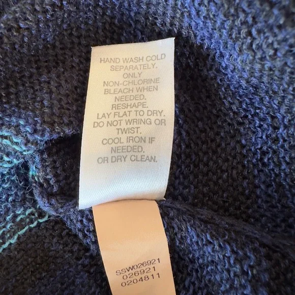 J.JILL 100% Linen‎ Open Knit Blue/Aqua Ombre Tunic-V-neck Tassels-Size M - Picture 13 of 16